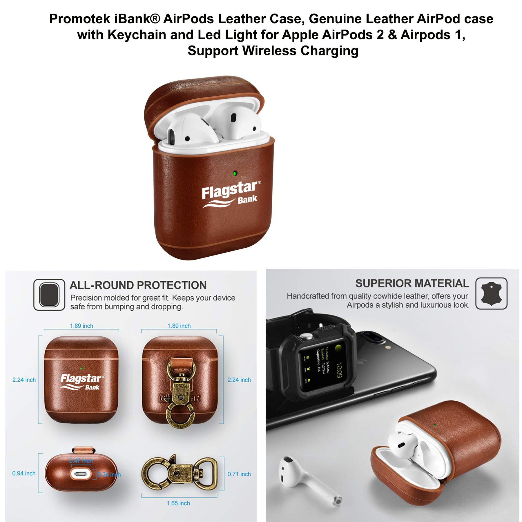 iBank ® Leather Case compatible with AirPods 4 (4th Gen 2024) 2