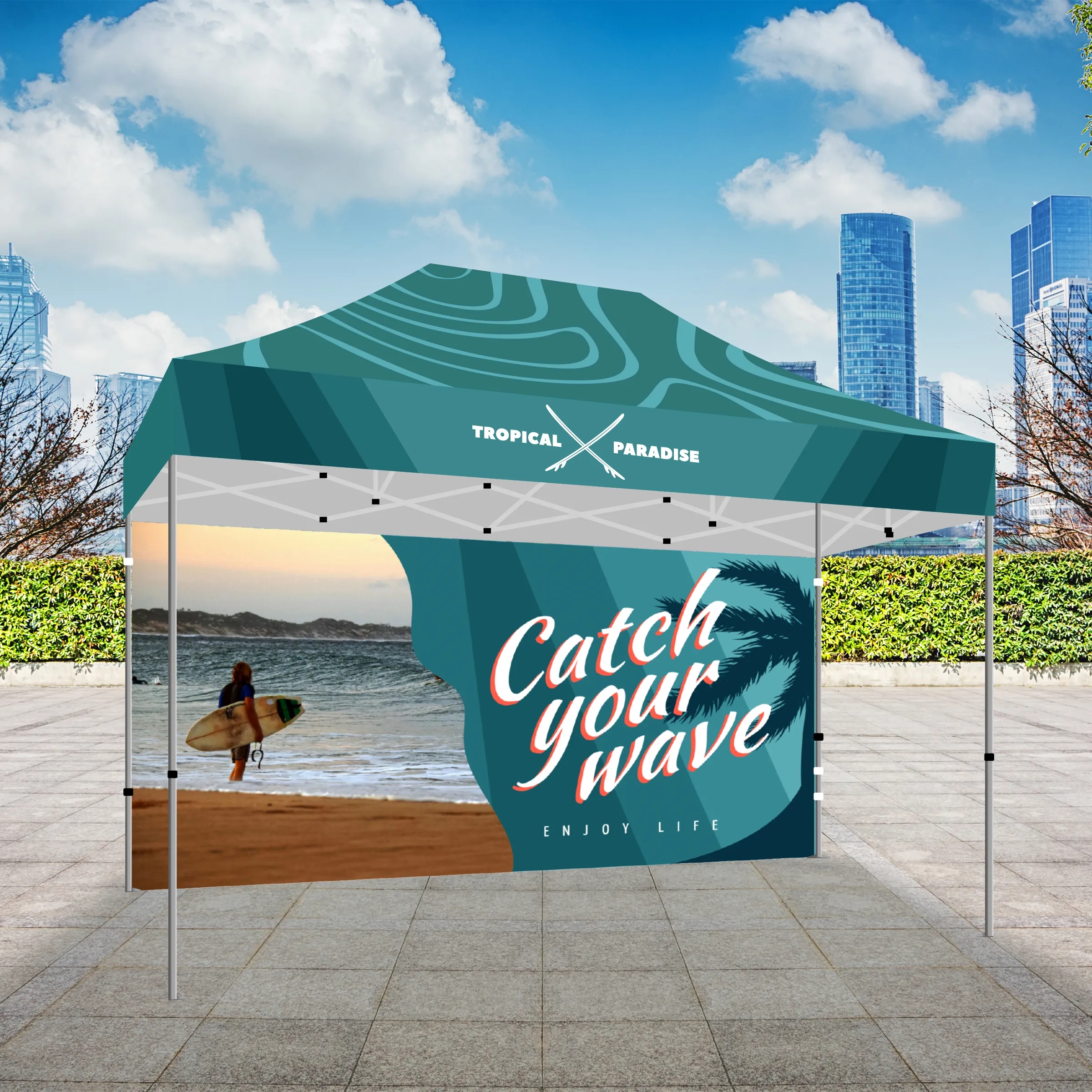 10x15 Premium Tent w/ Full Color Canopy and Back Wall 2