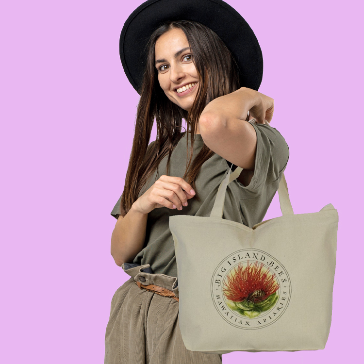 Top Zippered Natural Cotton Tote 2