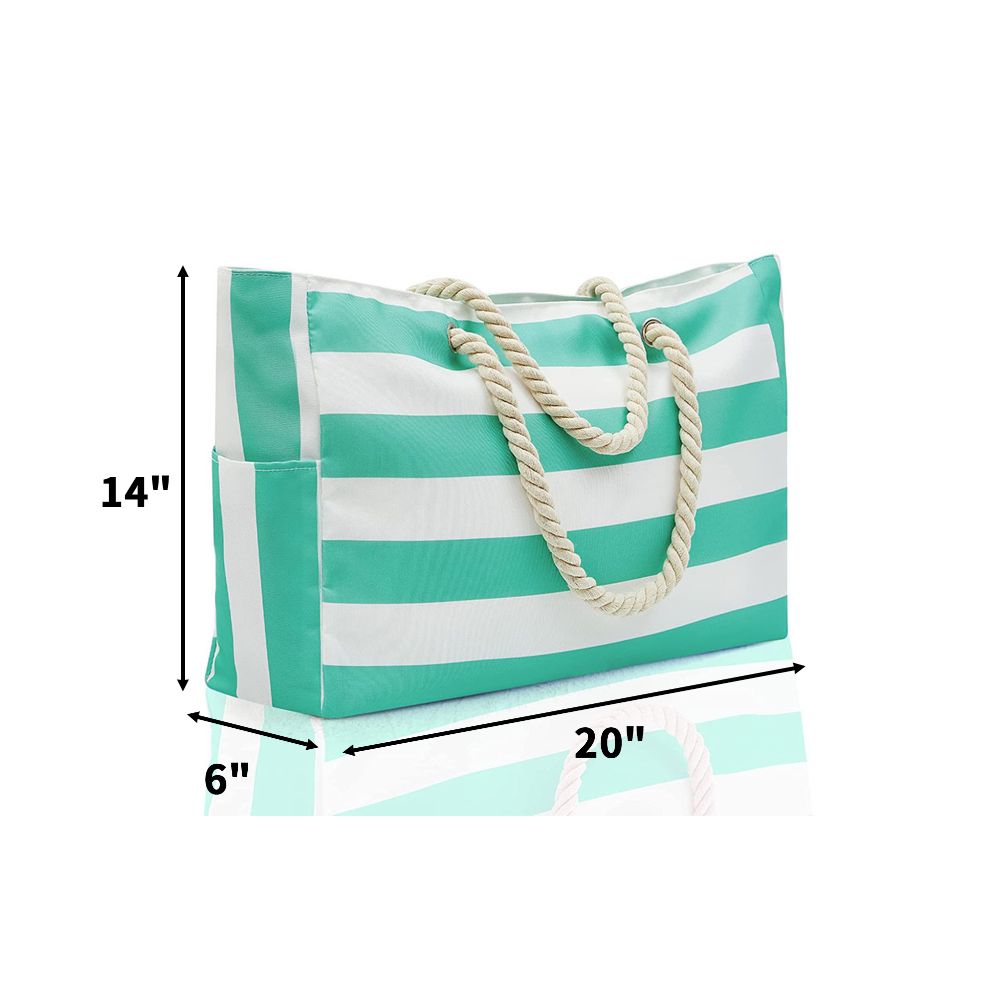 Striped Canvas Waterproof Rope Handle Travel Tote 9