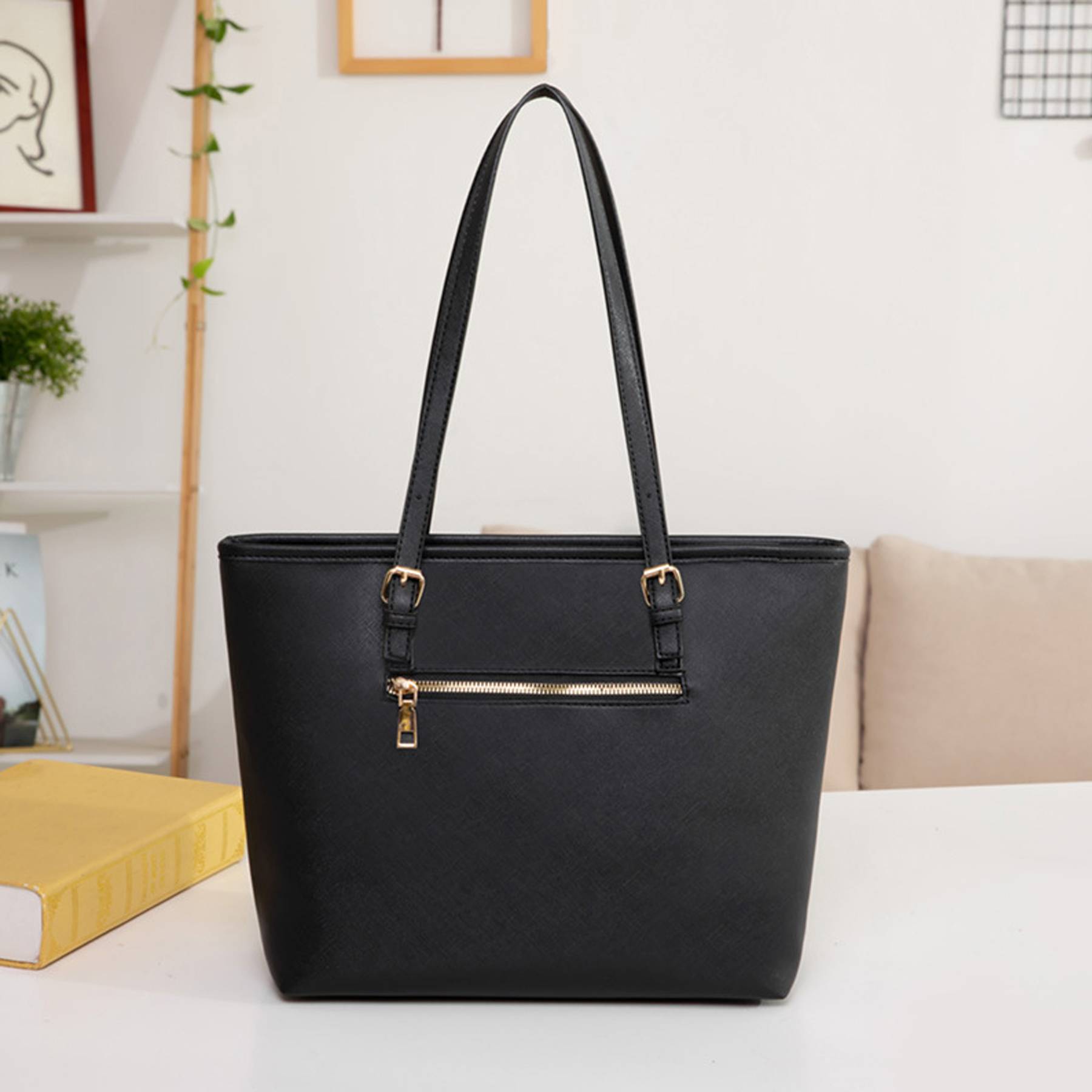 PU Leather Women Tote Handbag, custom tote bag with logo imprint 3