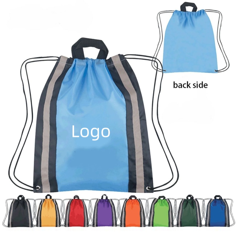 210D Reflective Stripes Drawstring Backpack 1