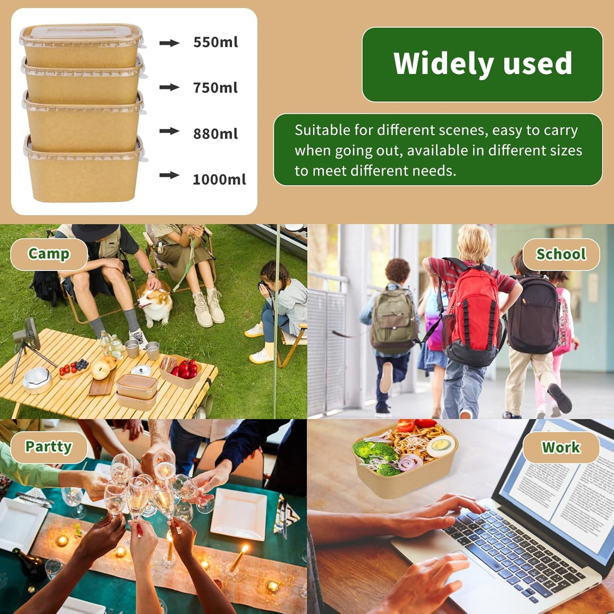 19 oz Disposable Paper Salad Containers 2