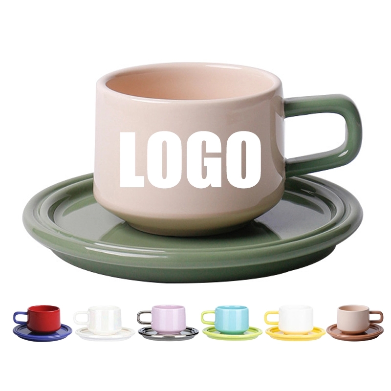 Custom 8.4 OZ. Ceramic Tea Cup Coffee Mug with Saucer Set 8