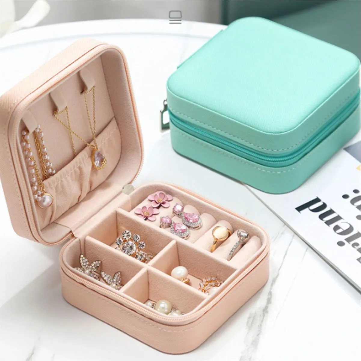 Portable PU Leather Travel Jewelry Box Organizer 4