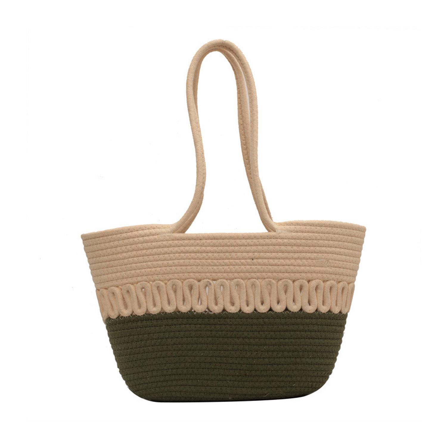 Cotton rope basket straw summer beach storage bag, custom tote bag with logo imprint 4