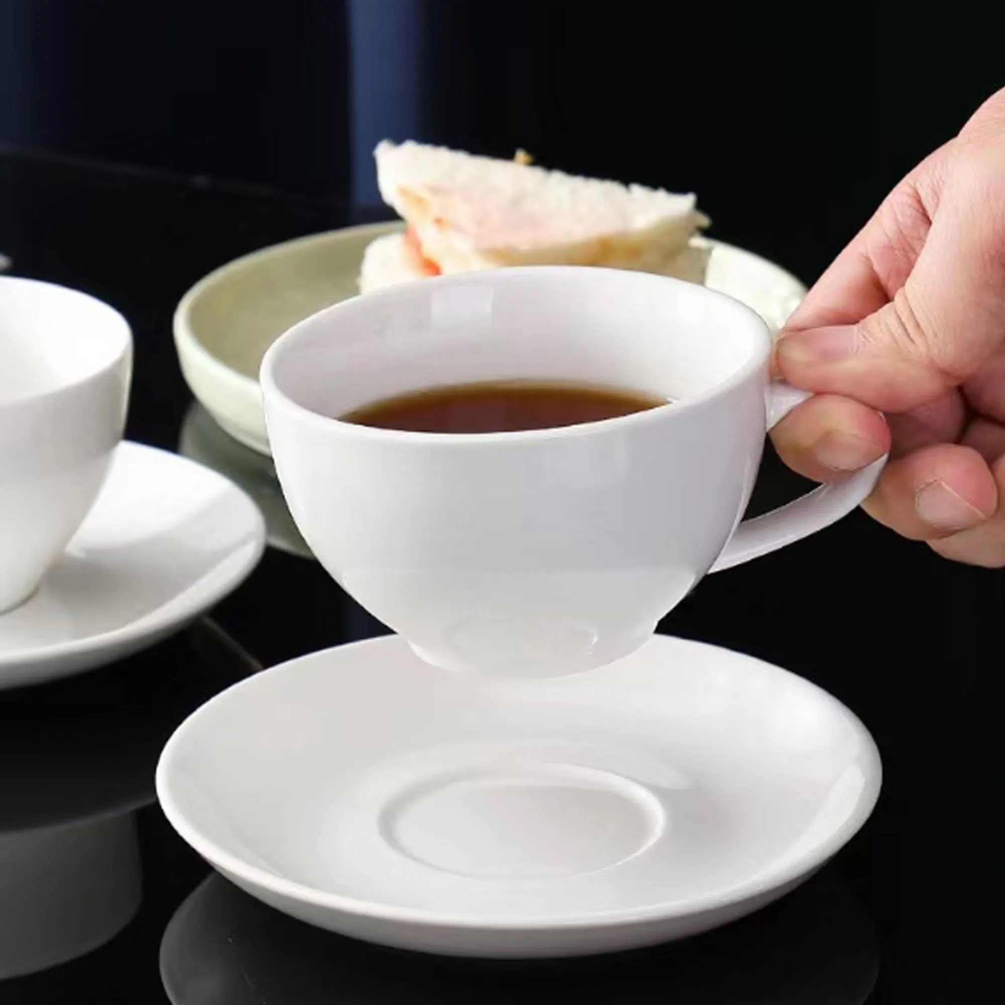 5.8 OZ Ceramic Coffee Mug With Saucer 2