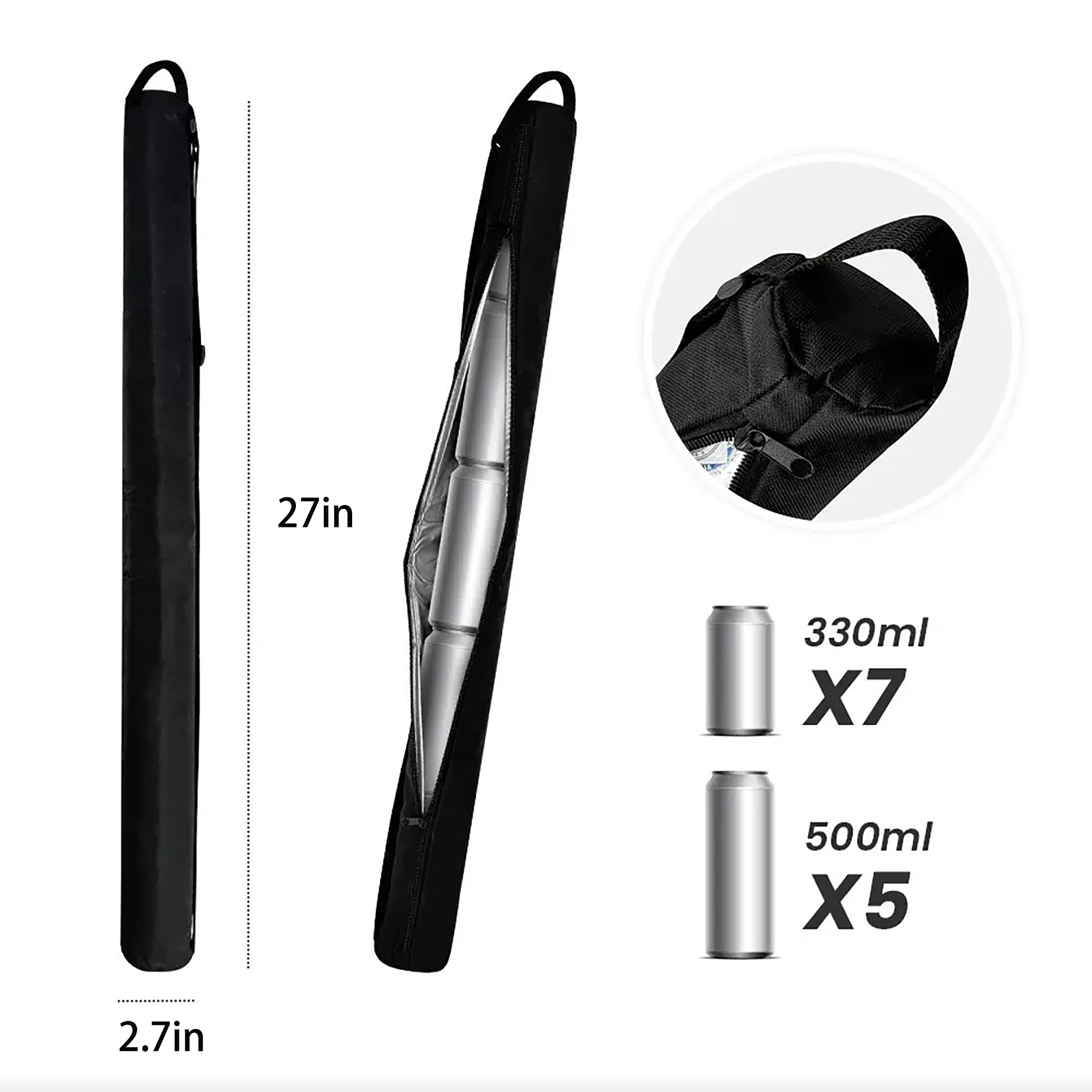 Neoprene Can Carrier with Zipper and Adjustable Strap 2