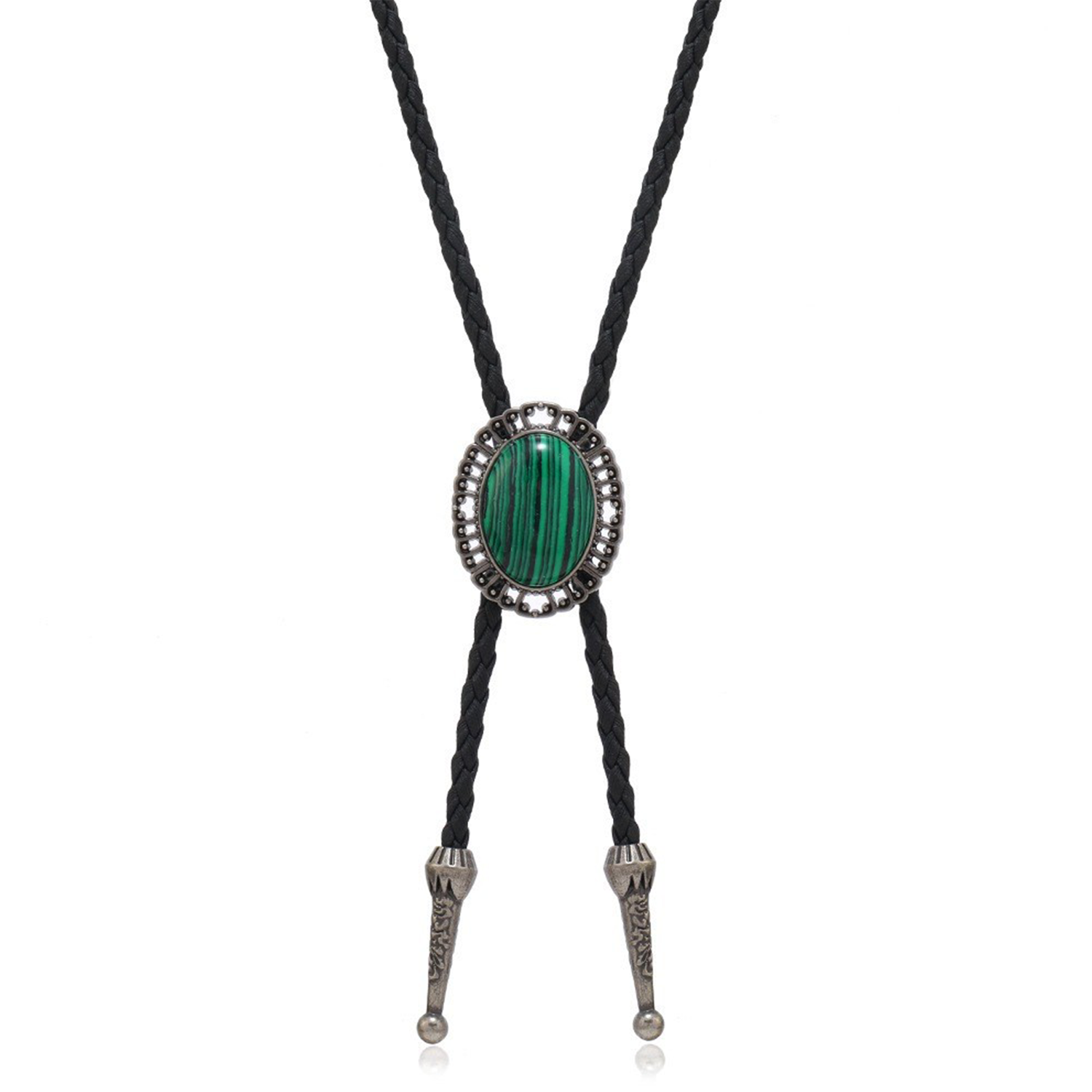 Retro Adjustable PU Leather Rope Metal Necklace 6