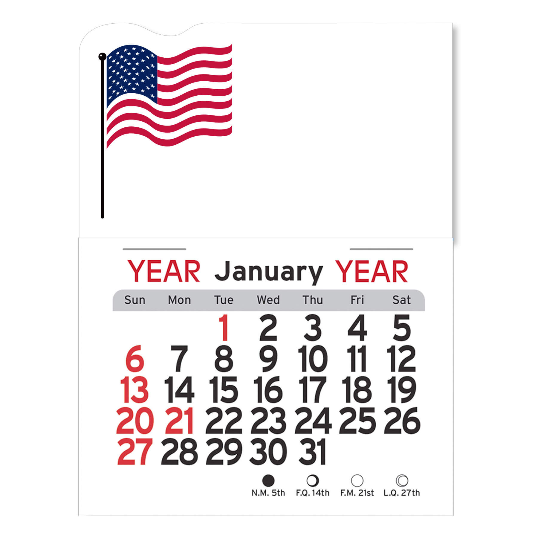 Adhesive Peel-N-Stick® Calendar - American Flag 9