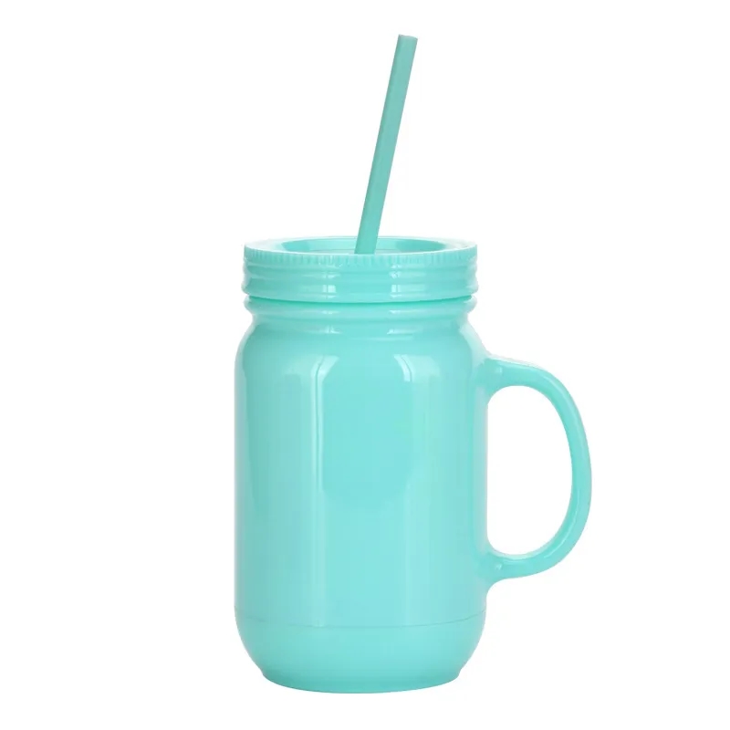 20OZ Double Plastic Mason Bottle With Straw 7