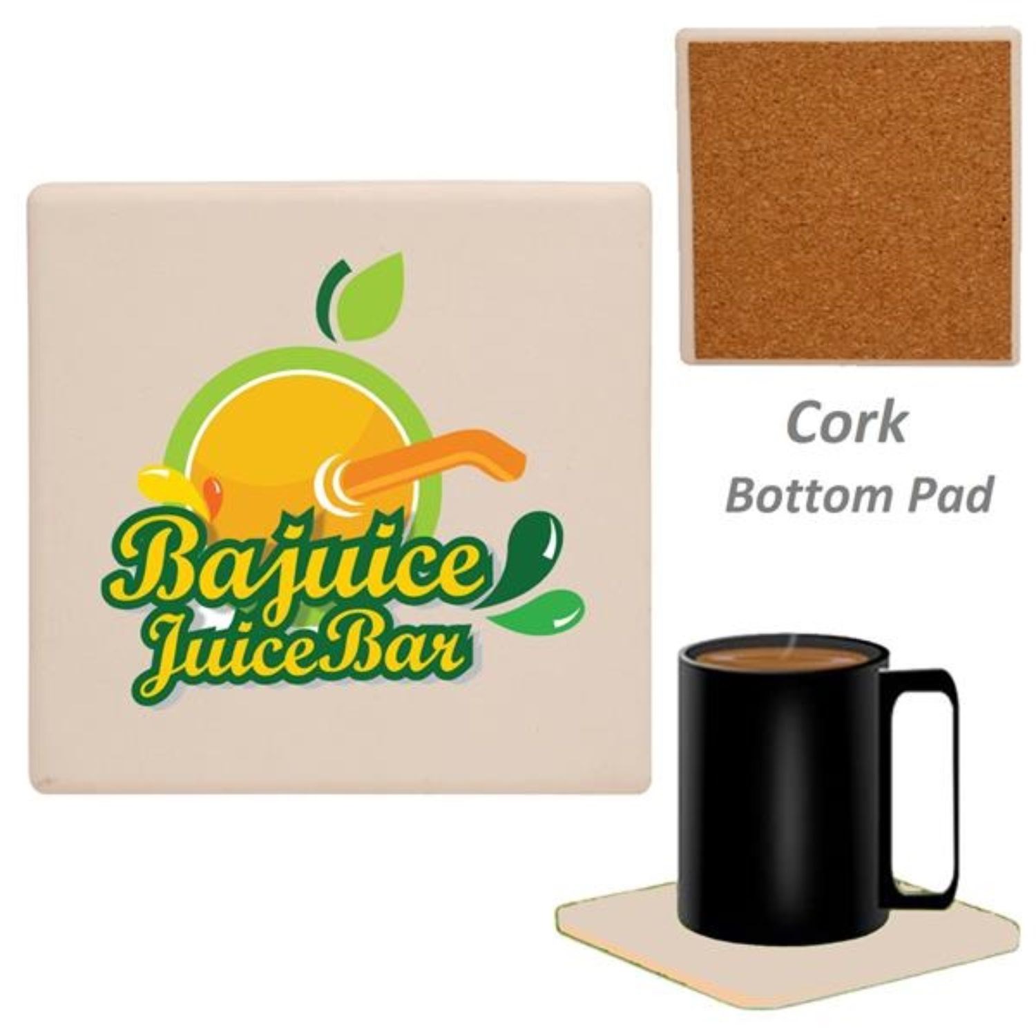 4" Square Ceramic Coaster w/ Custom Imprint 4