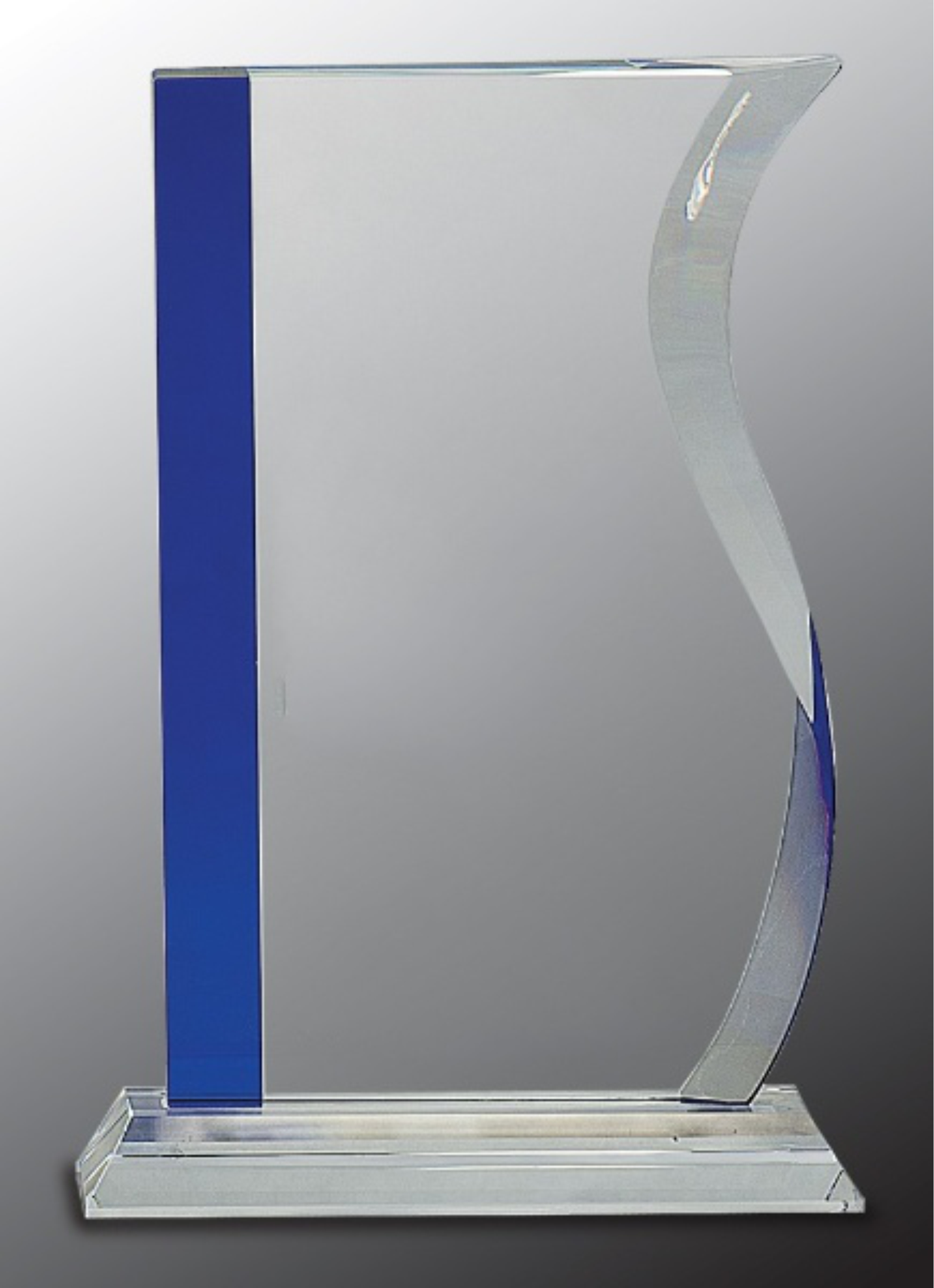 9 3/4" Blue Edge Crystal Wave Award on Clear Base 3