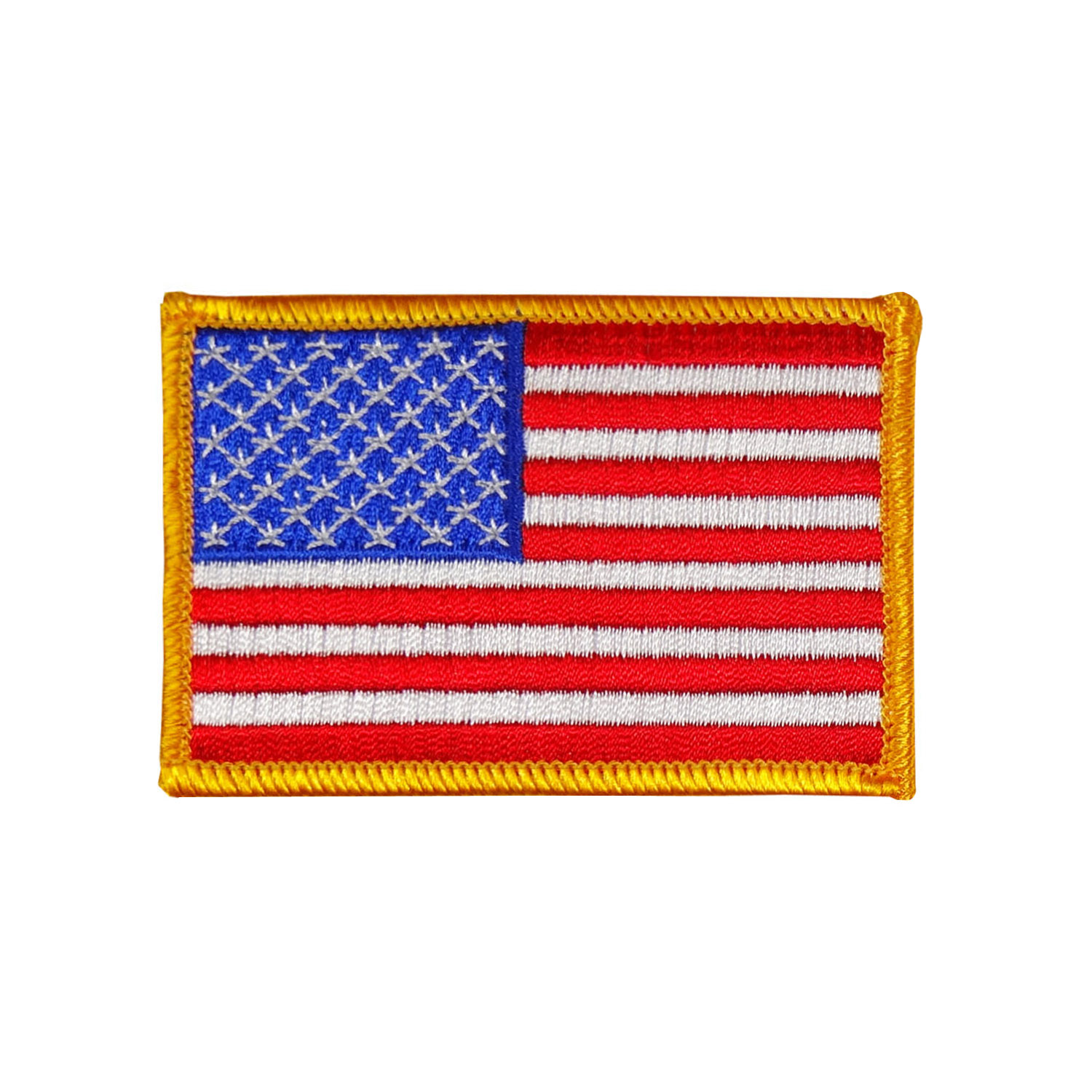 USA - American Flag Embroidered Patch - Gold Border - 2" x 3" - EAF-2-Gold