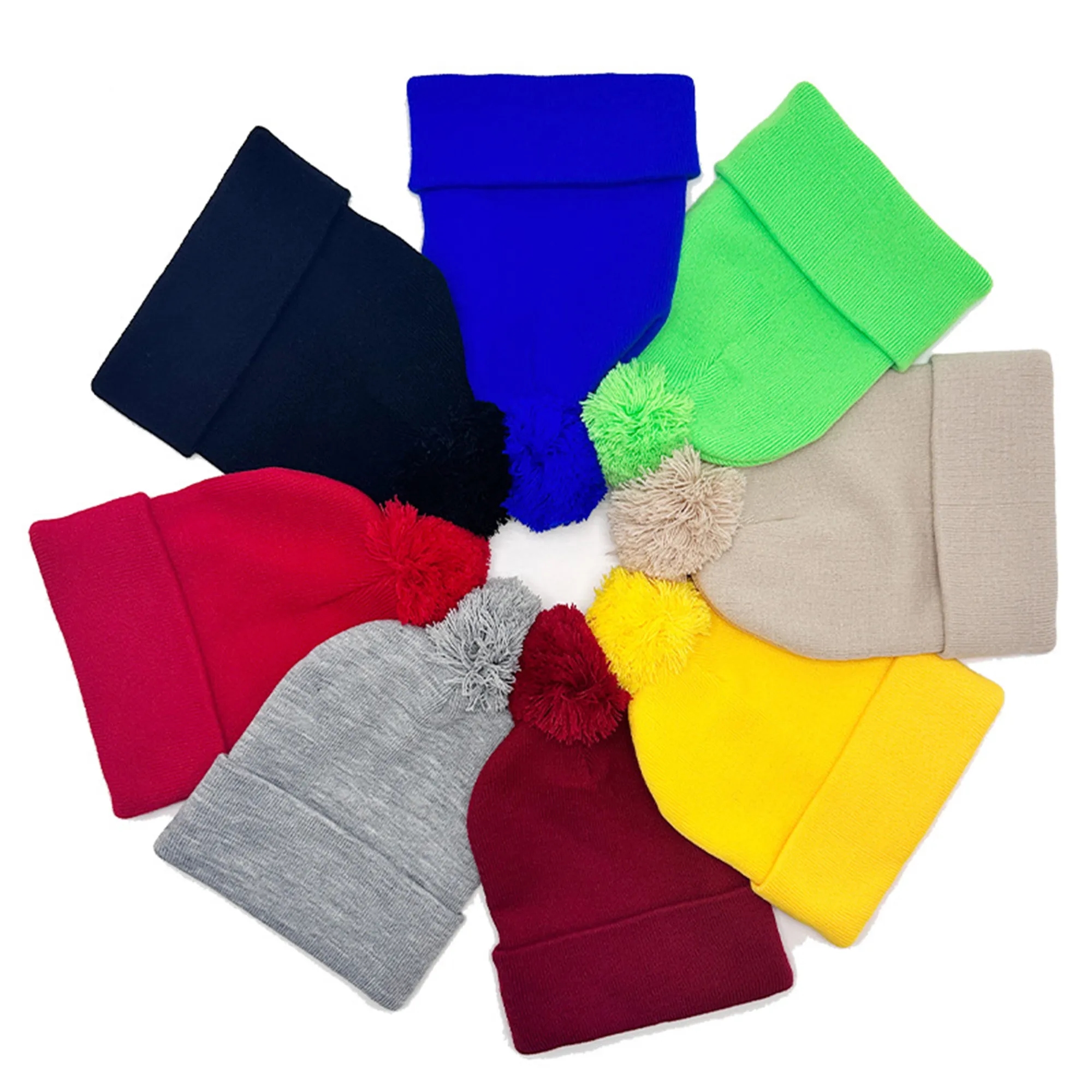 Pom Pom Knit Beanie, Brimless Winter Hat 3
