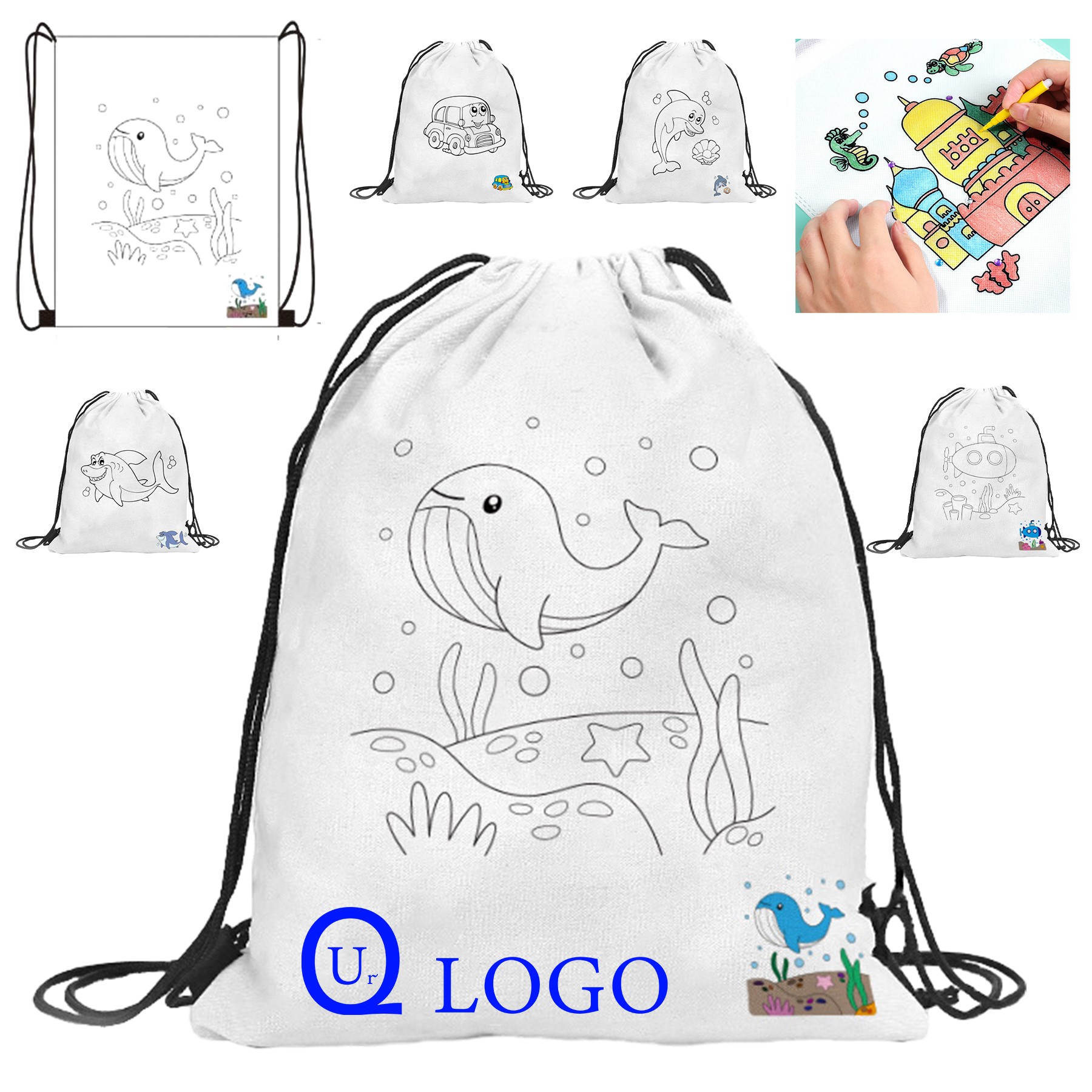 13.7" Children Drawstring Backpack