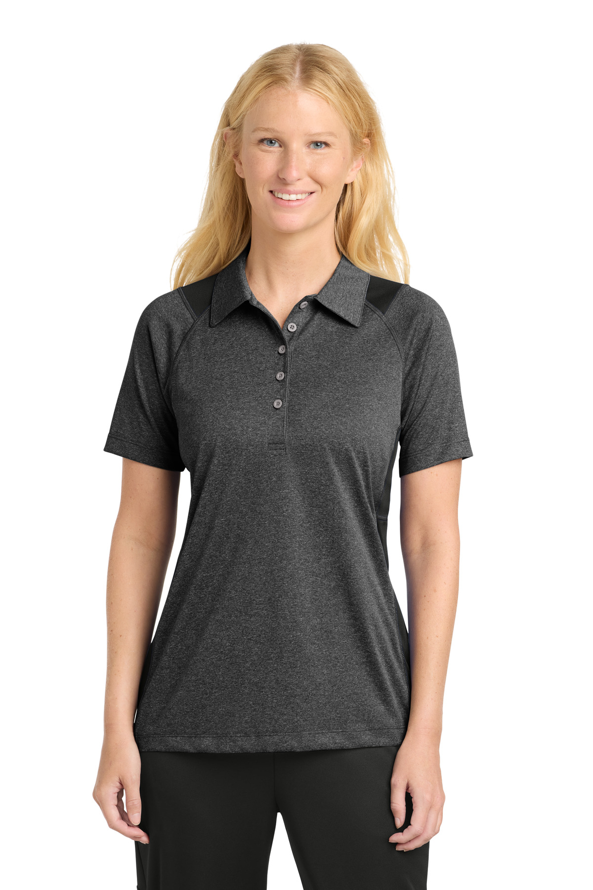 Sport-Tek Women's Heather Colorblock Contender Polo. LST665 38