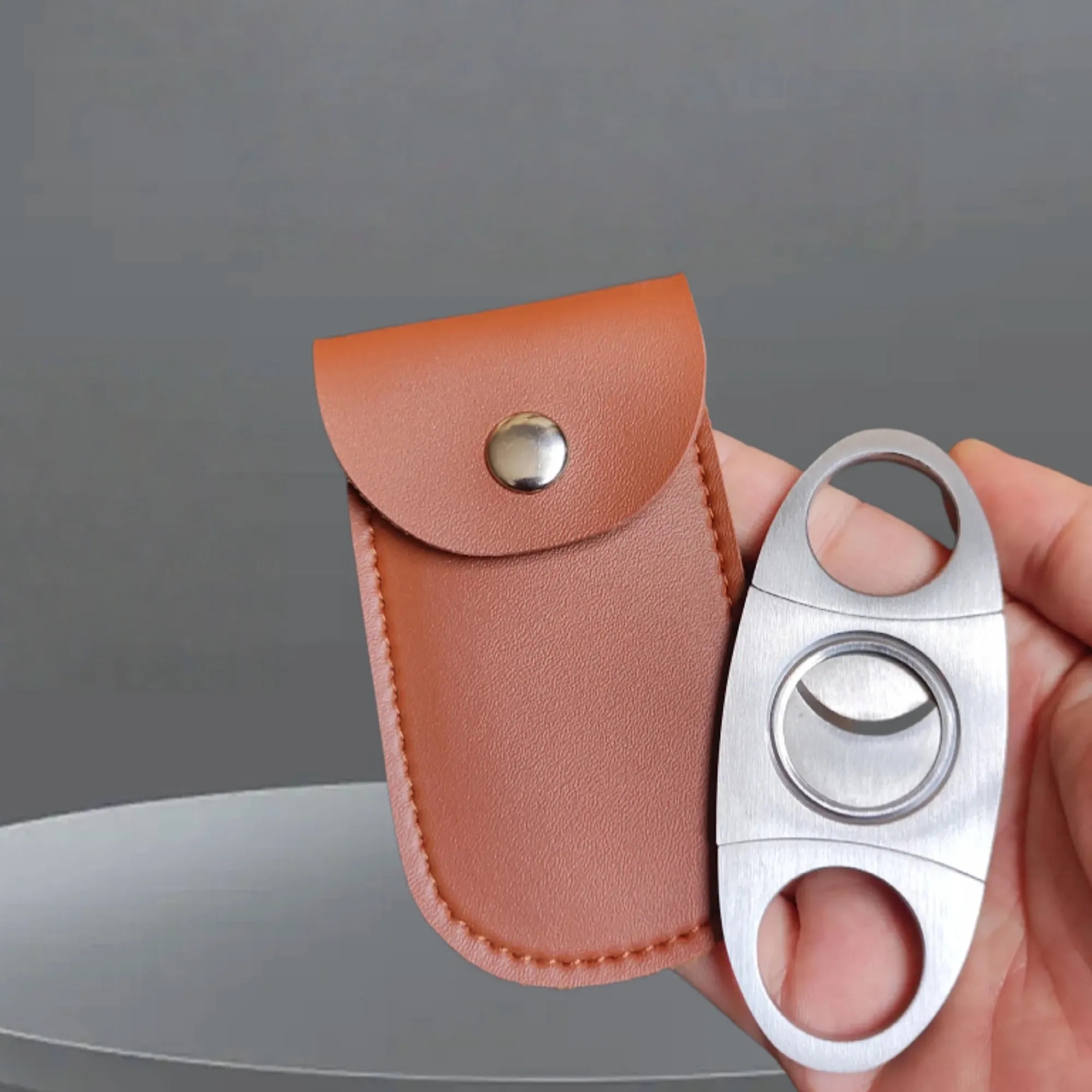 Guillotine Cigar Cutter Stainless Steel Blade Leather Kit 4