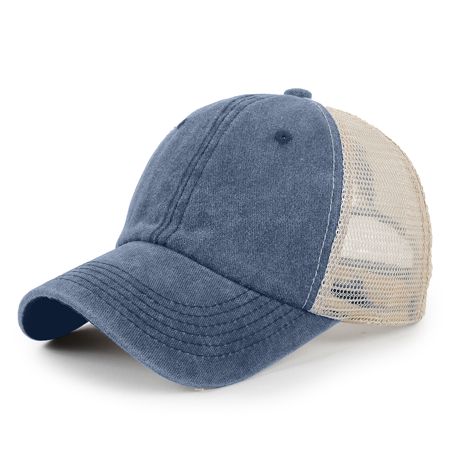 Stock 2-Tone Washed Cotton 6-Panel Trucker Cap 43