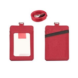 Lanyard Dual Colored 3 Pockets PU Leather Card Holder 5