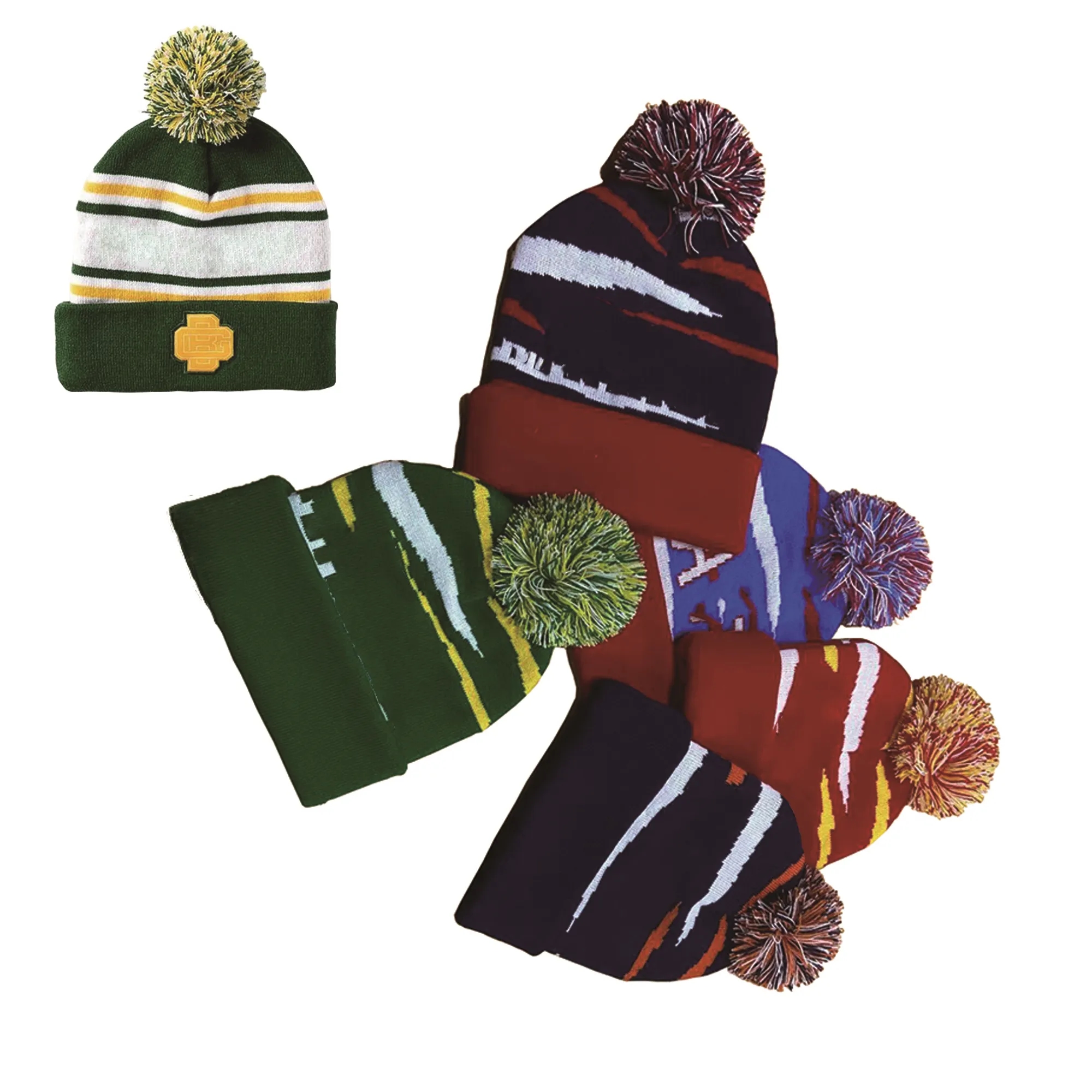 Unisex Knitted Pom Hat With Cuff 2