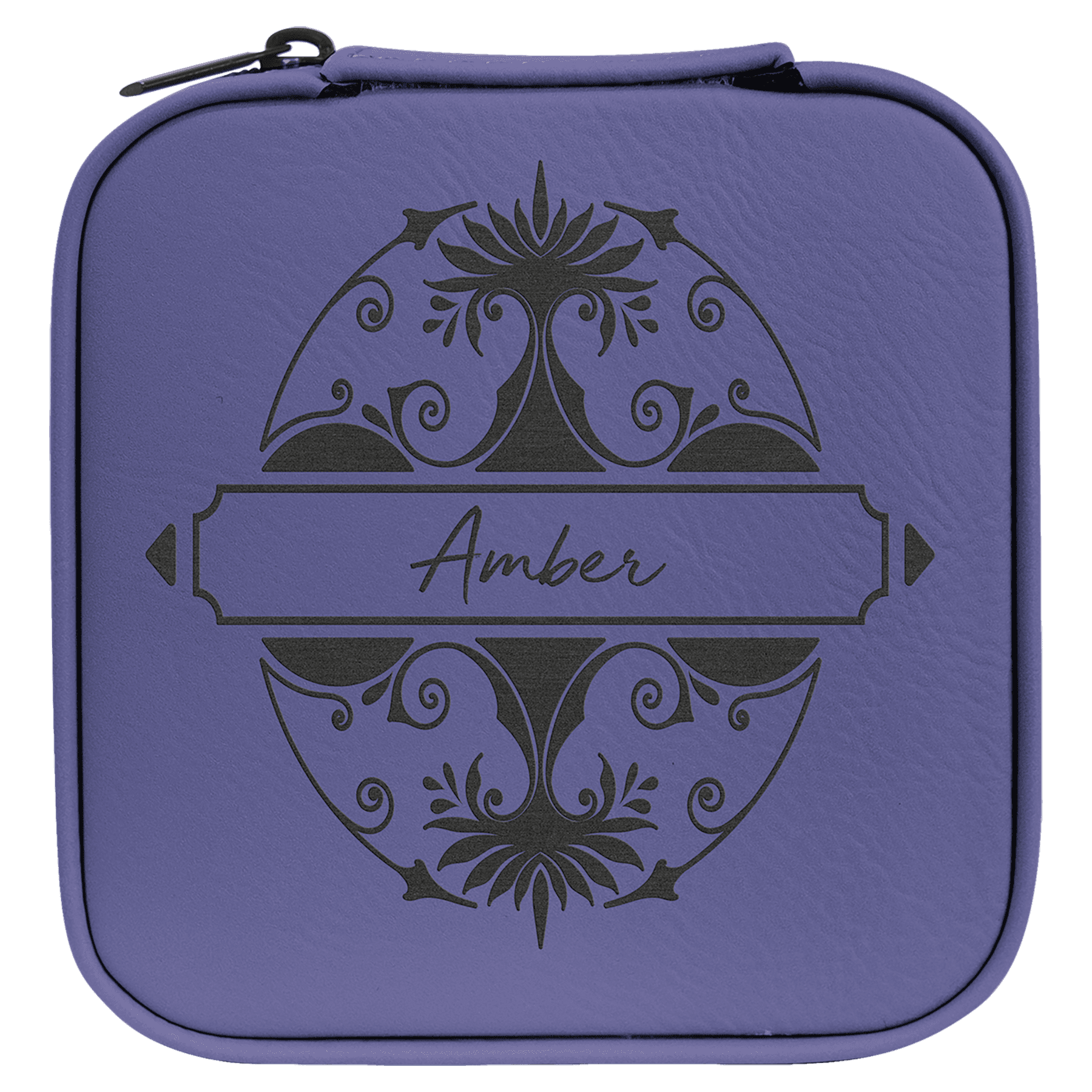 4" X 4" Purple/Black Leatherette Travel Jewelry Box with Black Lining 2