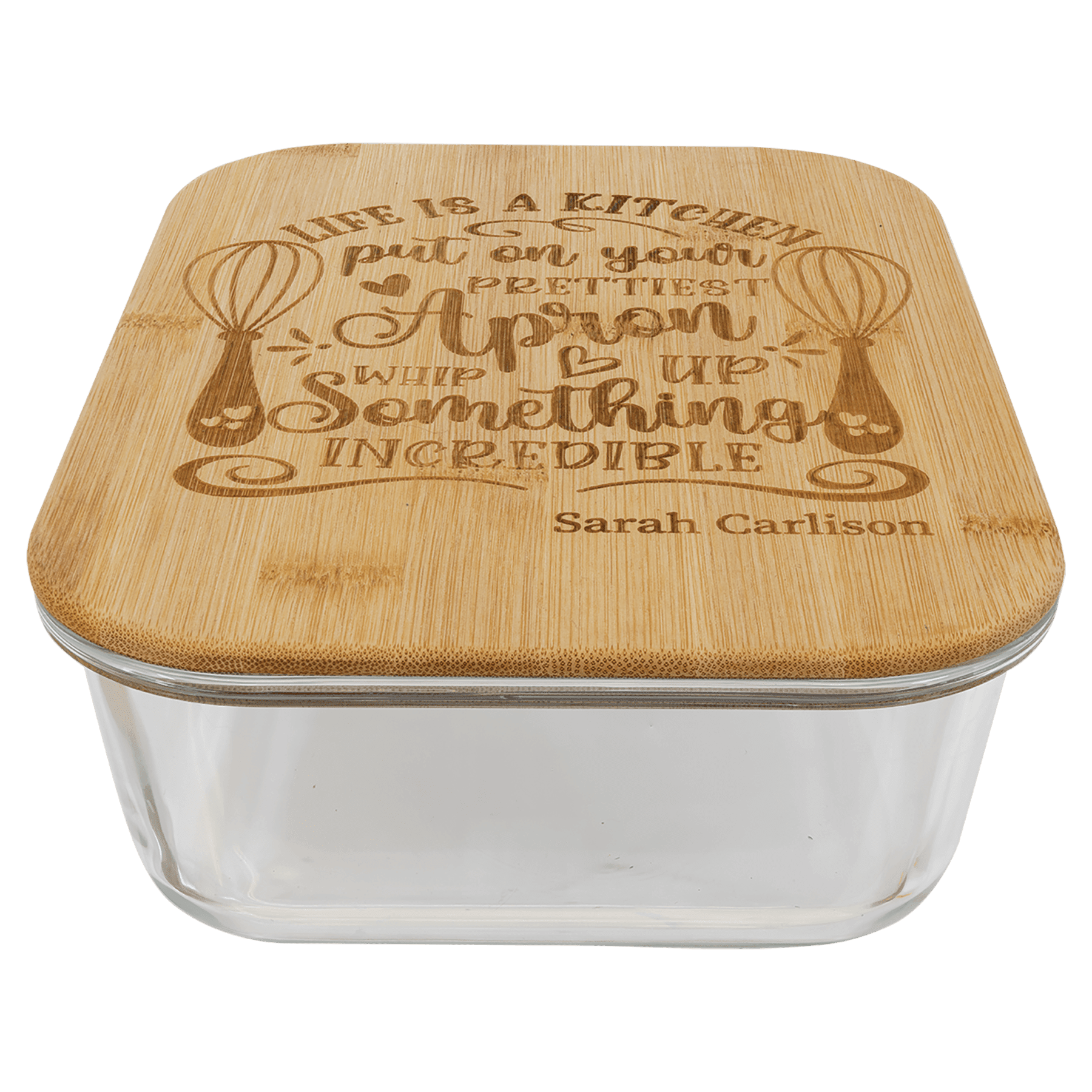 50 oz. Rectangle Glass Container with Bamboo Lid 2