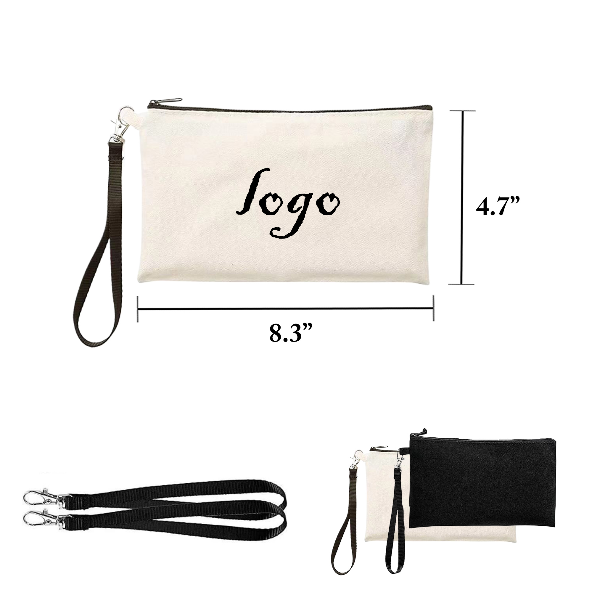 MOQ50 Canvas Zipper Pencil Case With Hook 2
