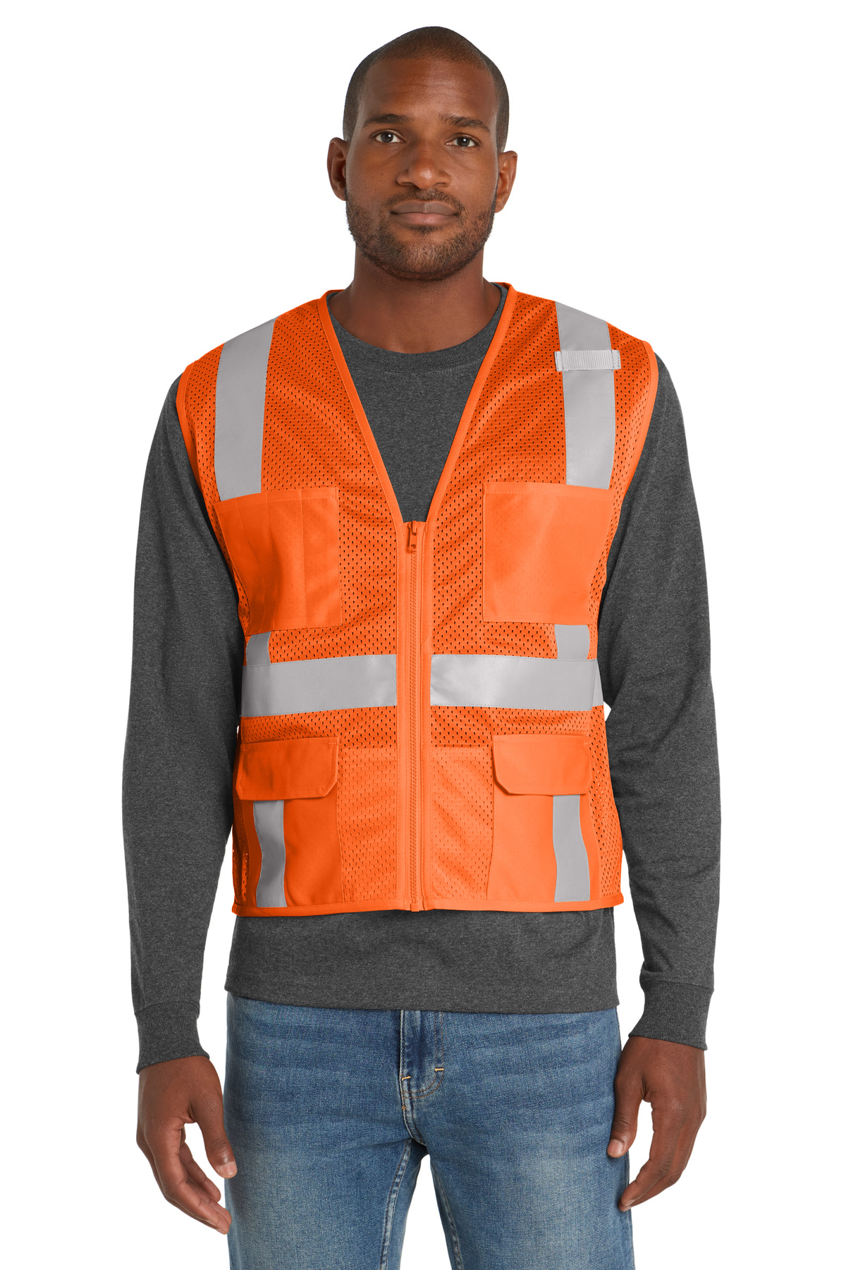 CornerStone ANSI 107 Class 2 Mesh Six-Pocket Zippered Vest. CSV104 8
