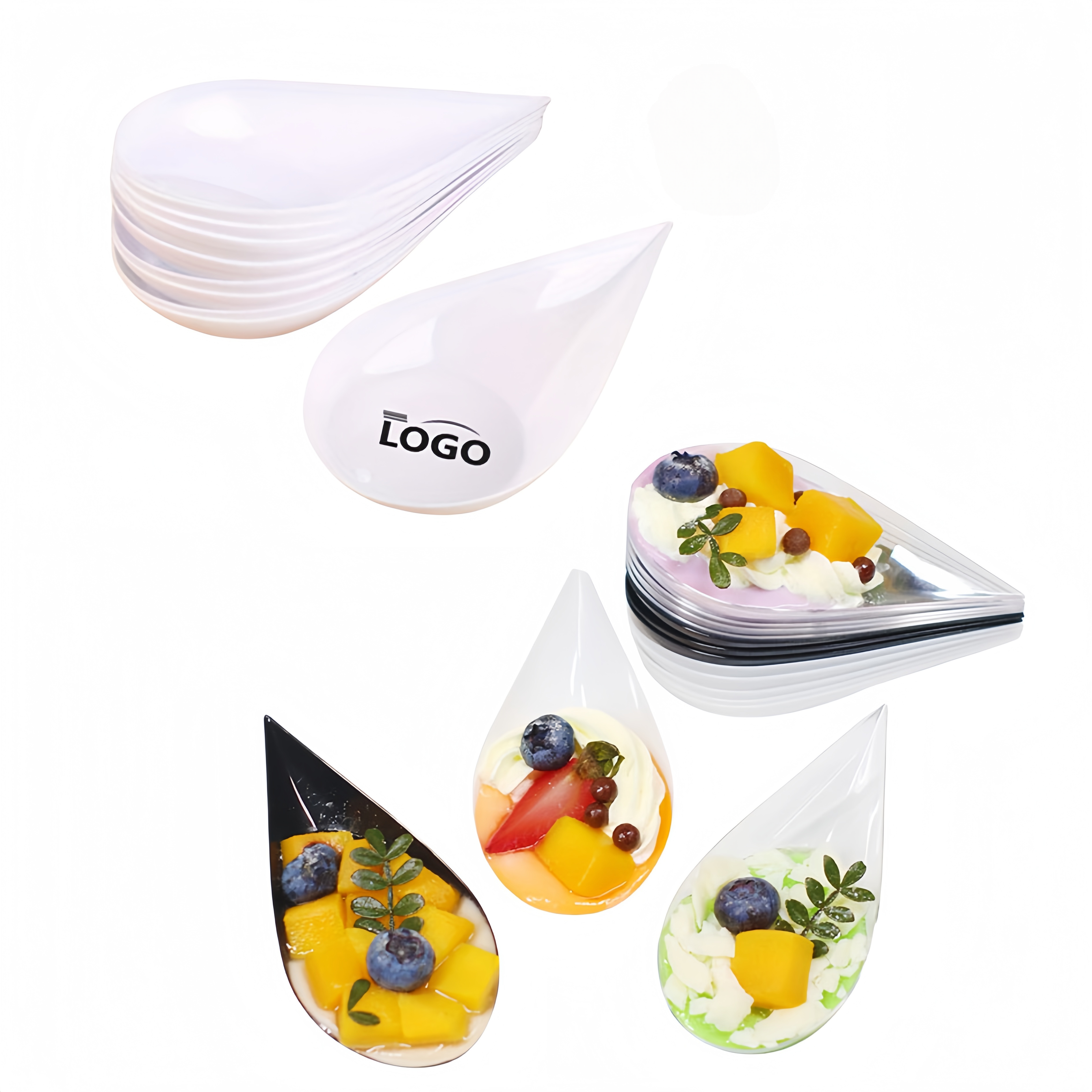 Eco-Friendly Disposable Spoon-Shaped Tasting Sugarcane Plates For Sushi 2