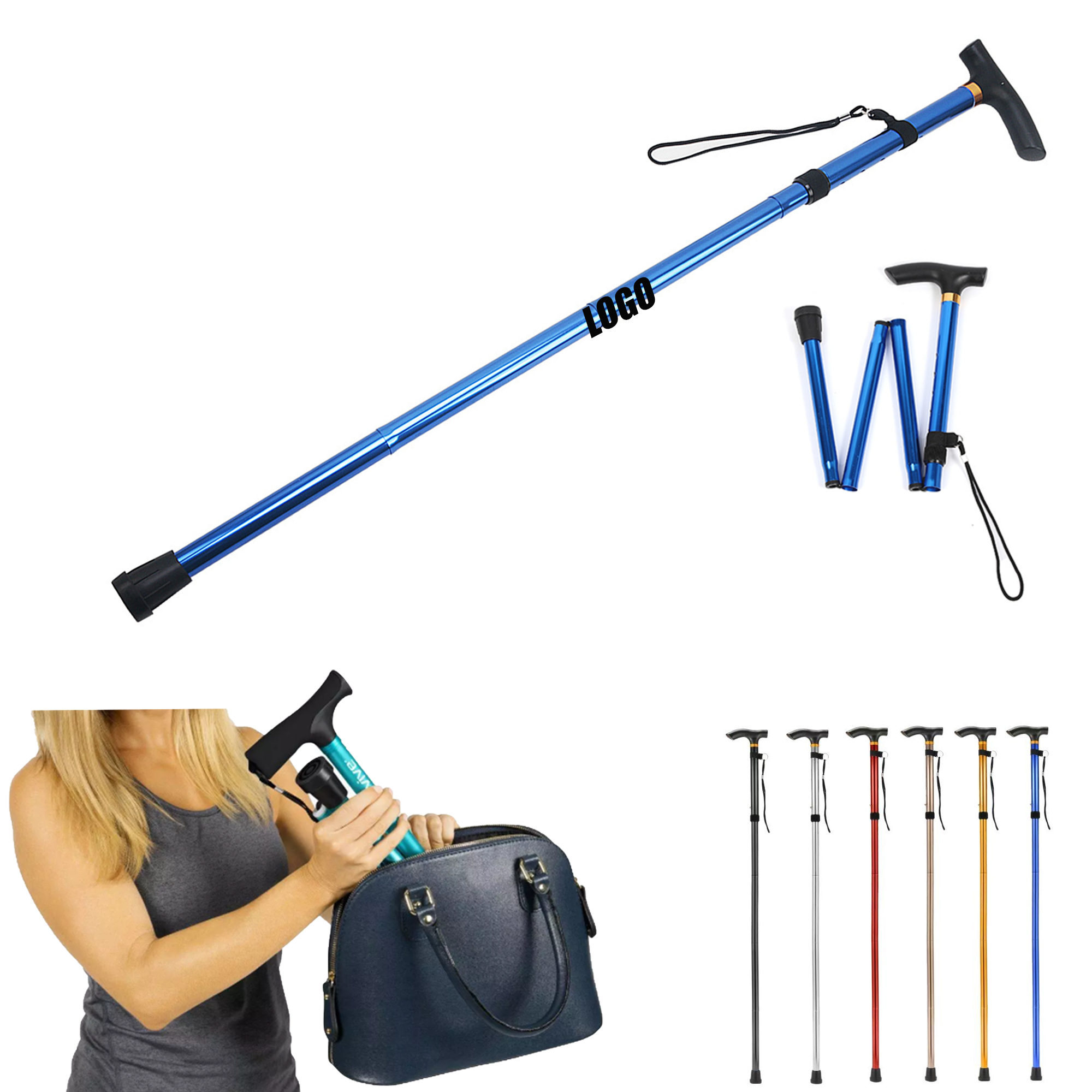 Collapsible Walking Cane with Wrist Strap 2