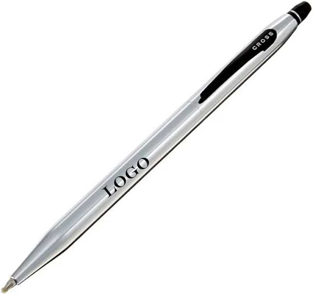 Chrome Click Cross Roller Ball Pen w/ Black Clip. 1