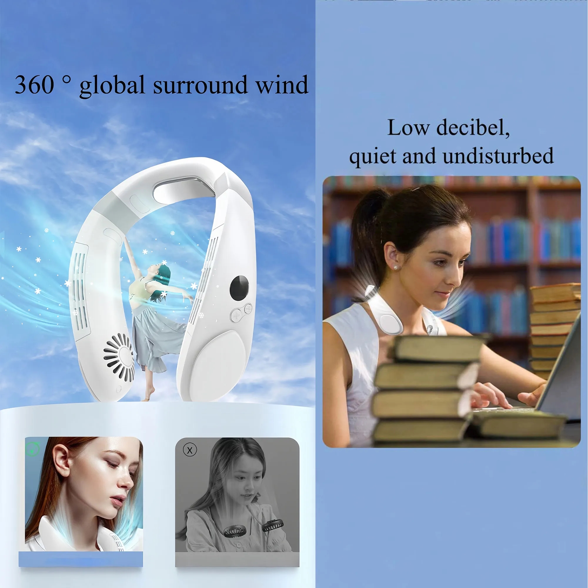 Portable Neck Fan With Semiconductor Cooling & Ice Touch 6