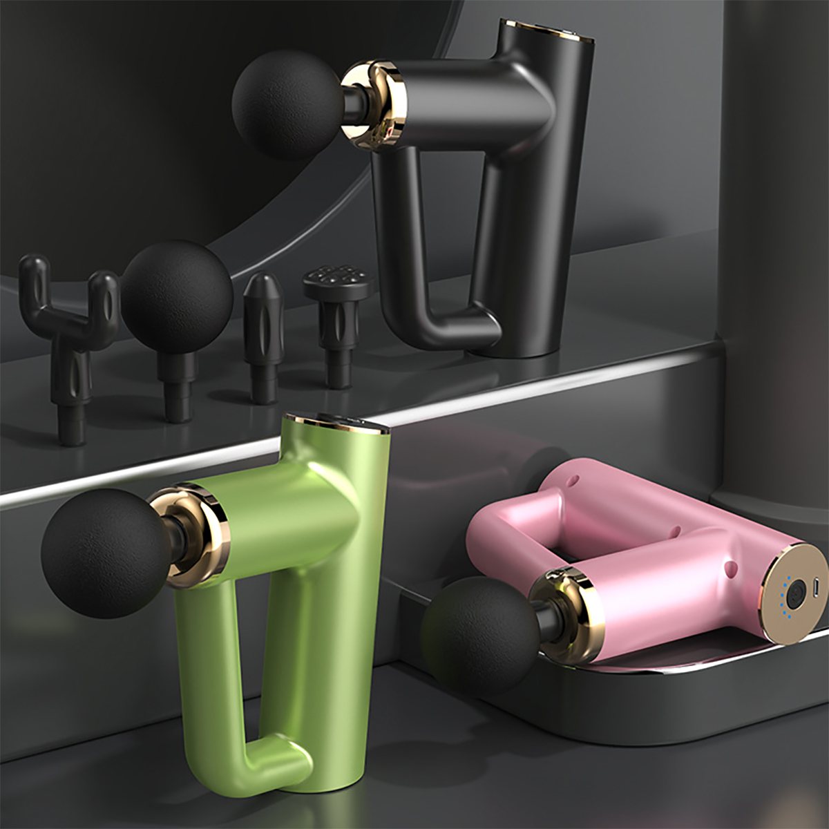 Fascia Gun Muscle Massager With 4 Heads 4