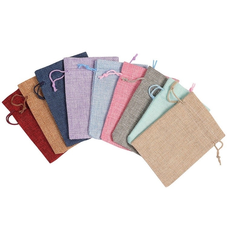 Custom Drawstring Linen Bag Jute Pouch 2