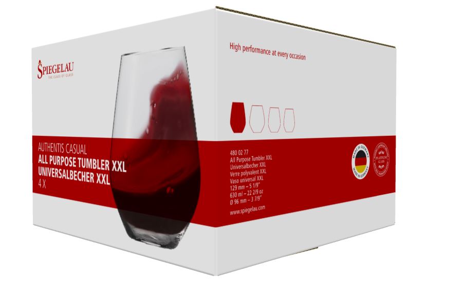 Spiegelau Authentis 22.4 oz All Purpose Tumber XXL, set of 4 7