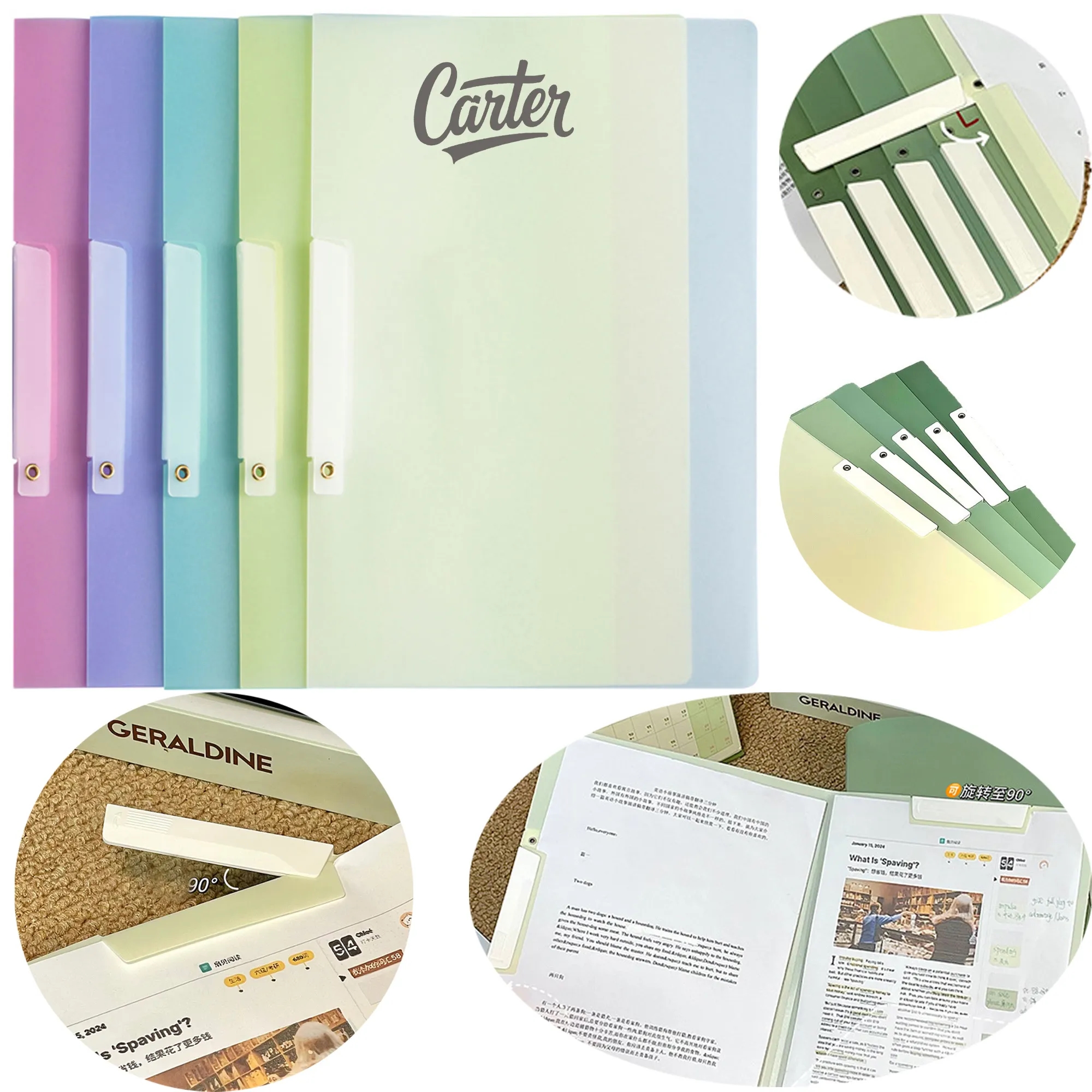 Ins Resume Information, Thickened Double-Clip Rotary Text