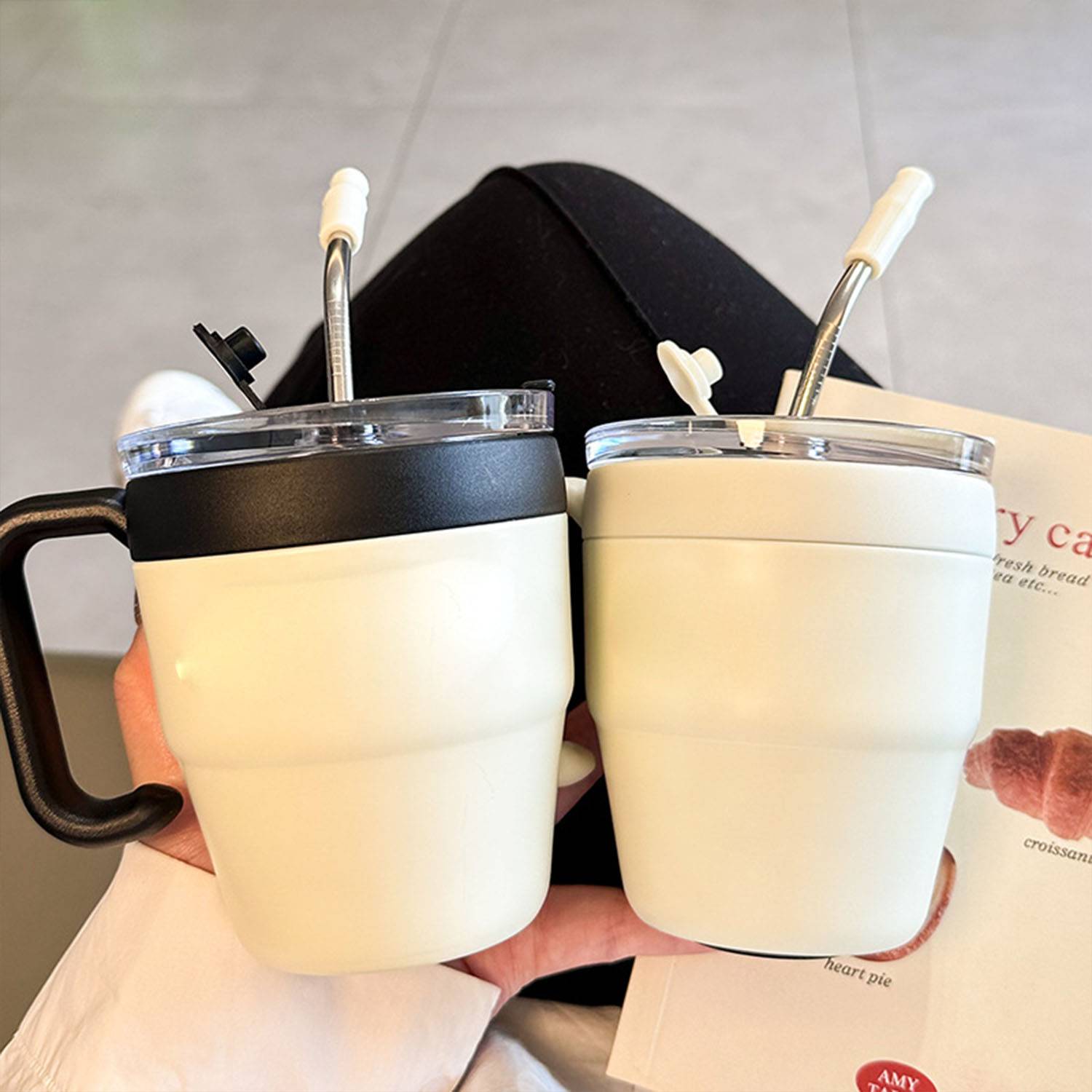 21oz stainless steel large portable with straw insulated cup 5