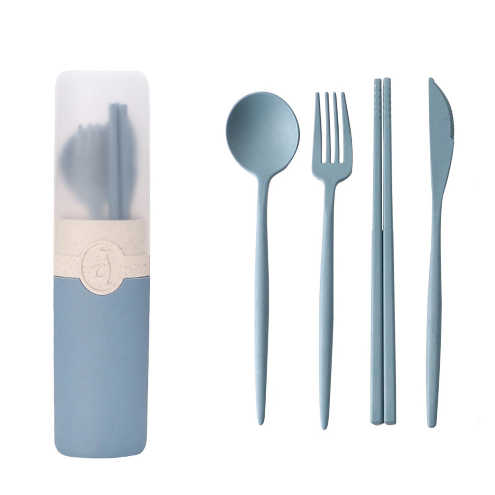 Reusable Wheat Straw Spoon Fork Chopsticks Tableware Set 3