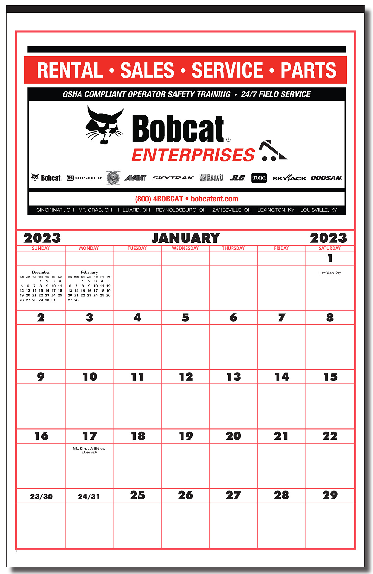 Poster Size Contractor's 12 Sheet Wall Calendar