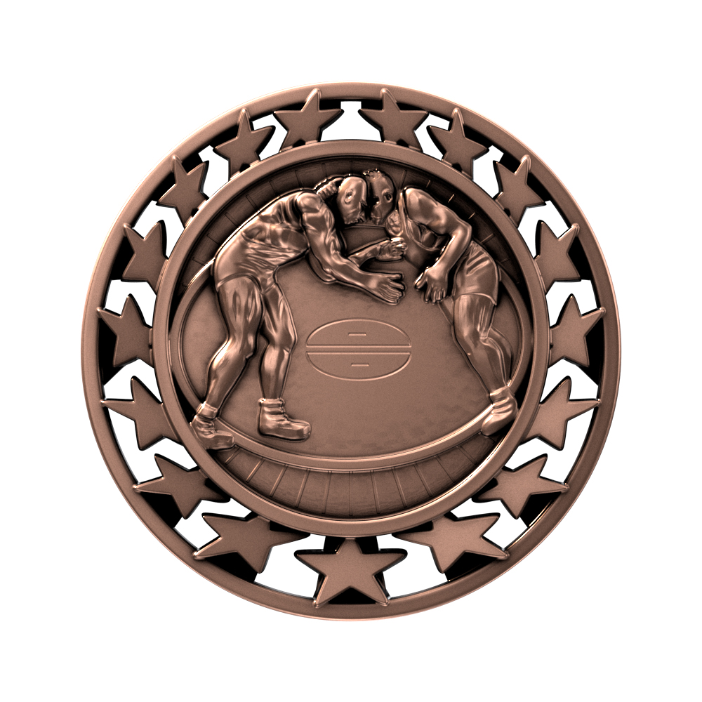 Wrestling Star Medallion (2-1/2") 1