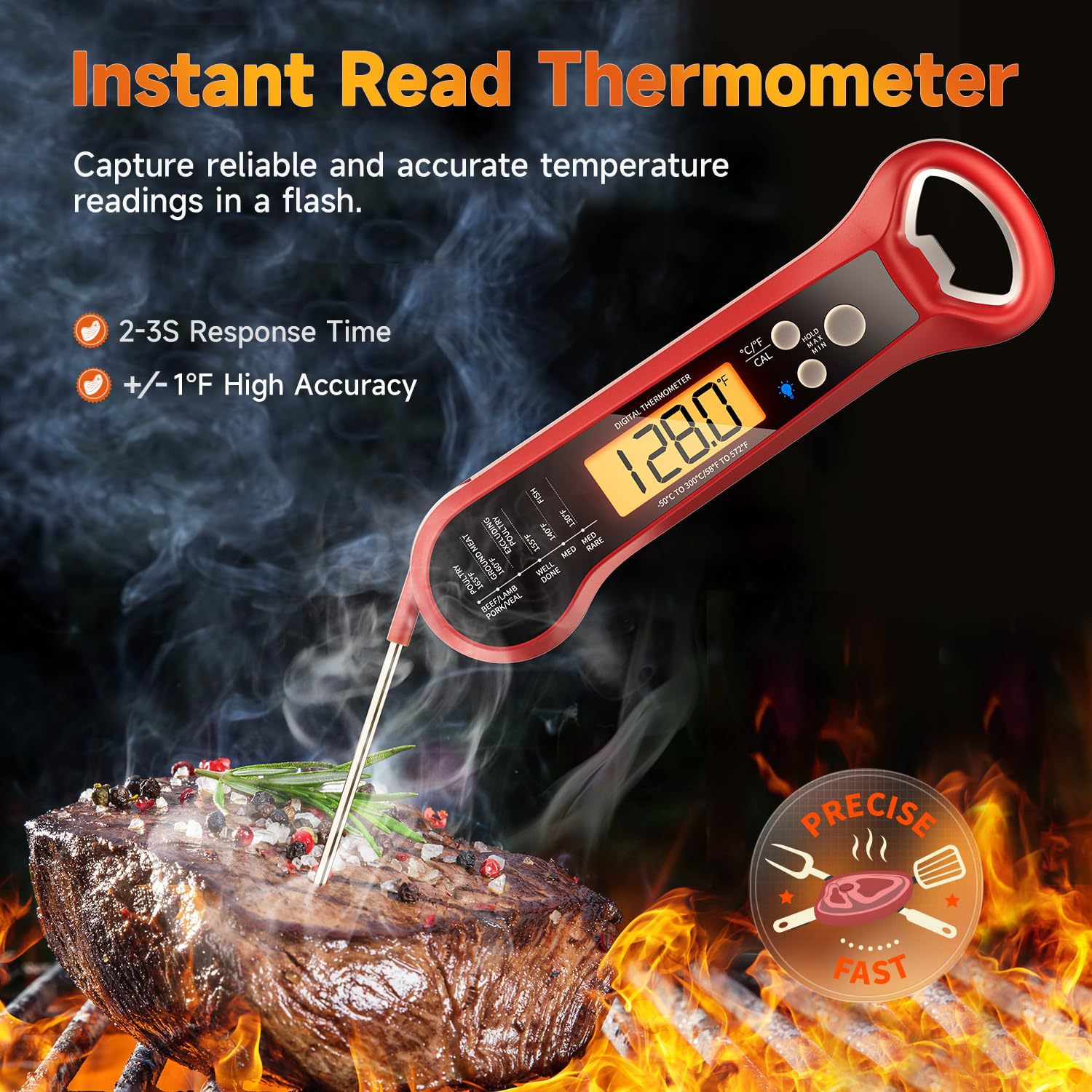 Digital Meat Thermometer for Cooking with Opener 2