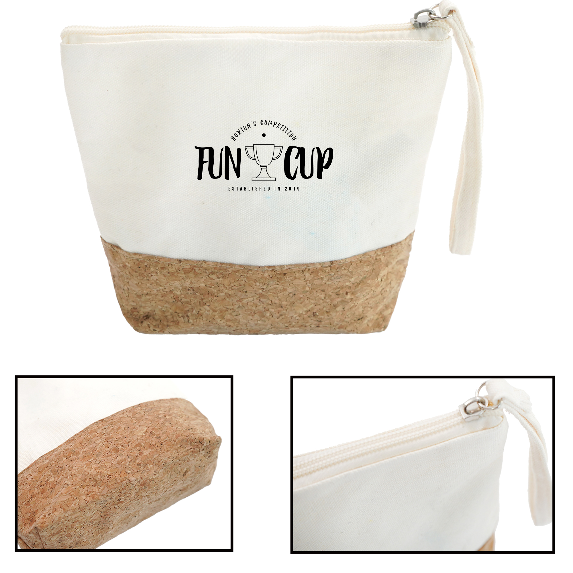 Portable Cork Canvas Cosmetic Zipper Bag 2