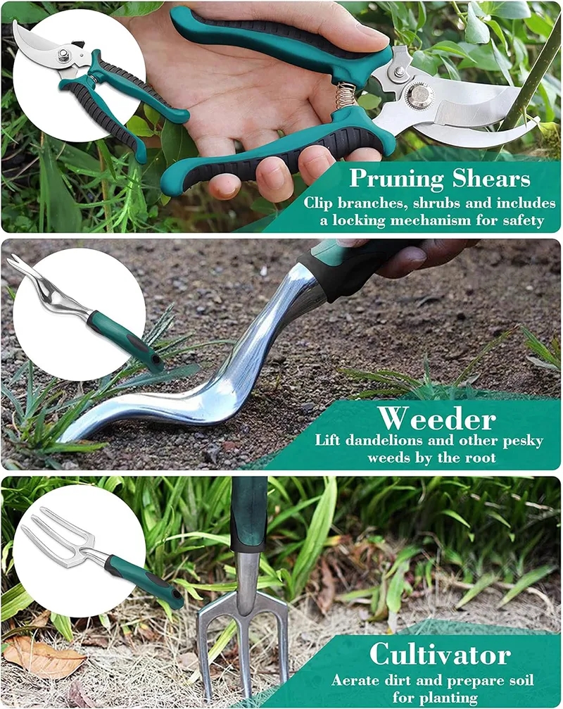 11 Piece Aluminum Alloy Hand Tool Starter Kit with Garden Ba 4