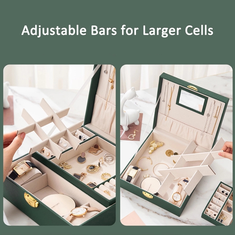 Custom 2-Layer Jewelry Organizer Box with Mirror & Lock 1