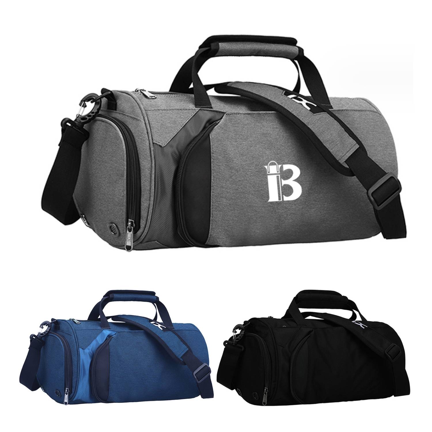 Large Capacity Cylindrical Polyester Sports Duffel Bag 2