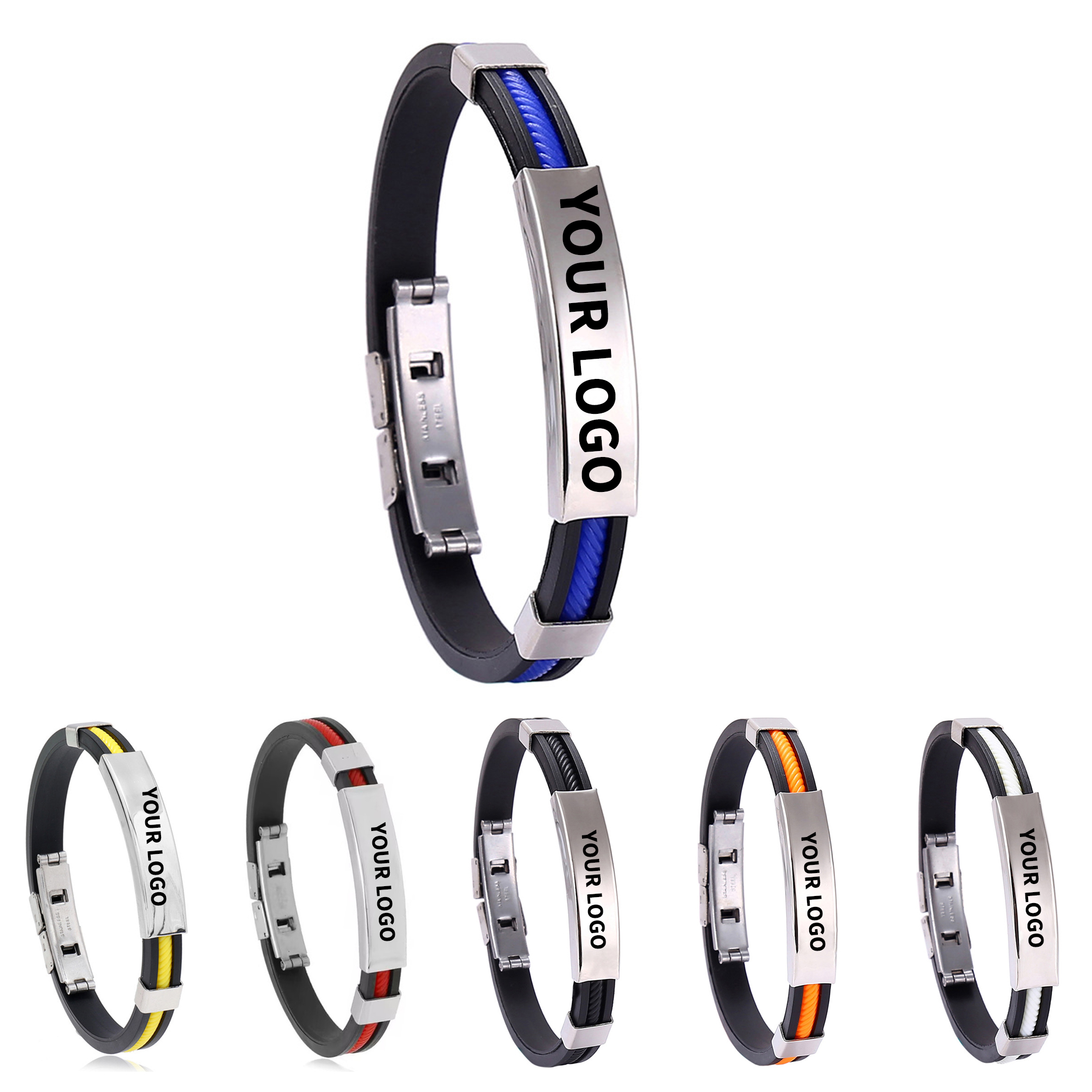 Titanium Silicone Bracelet 9.1" x 0.55" Adjustable 3