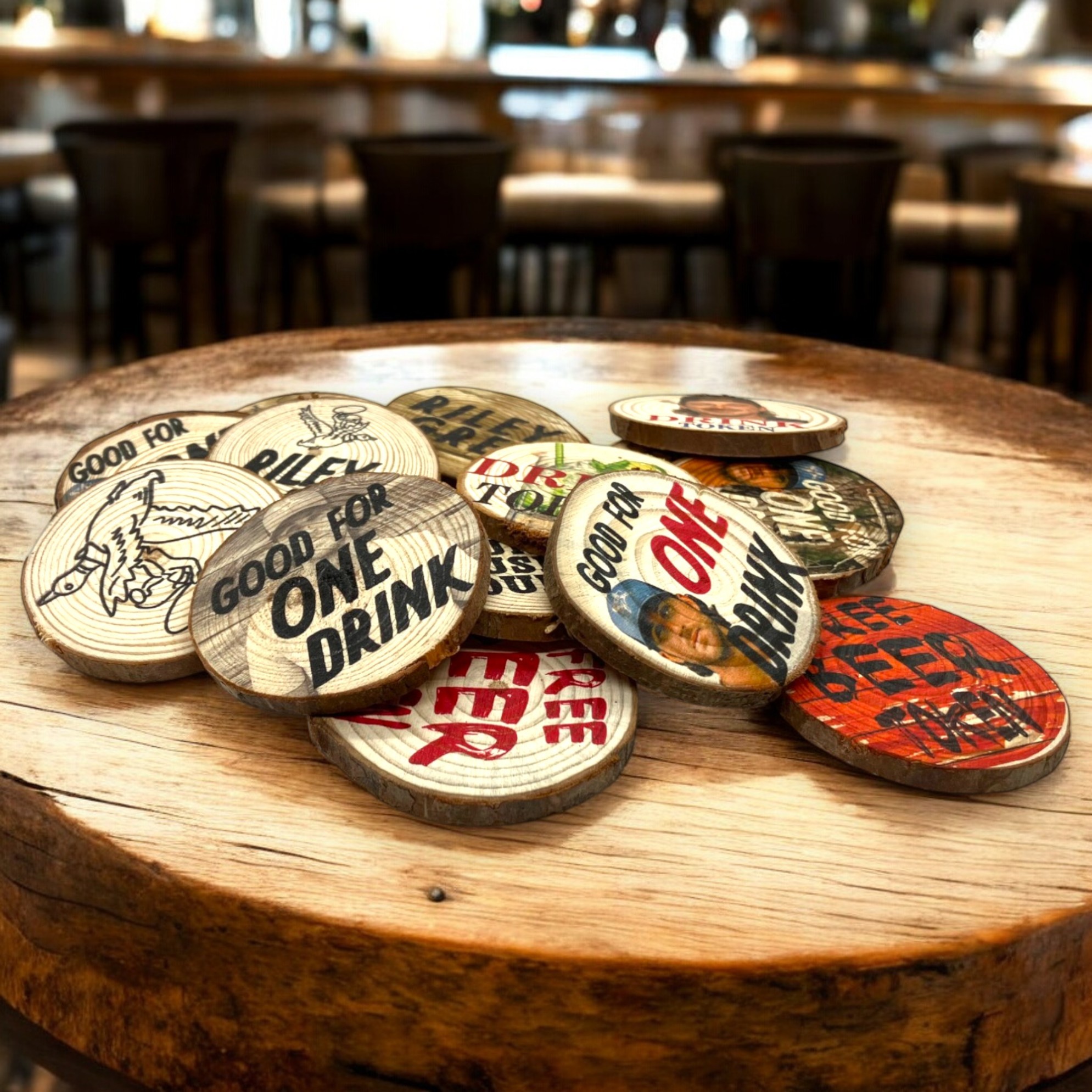 Wood Slice Token with Bark 7