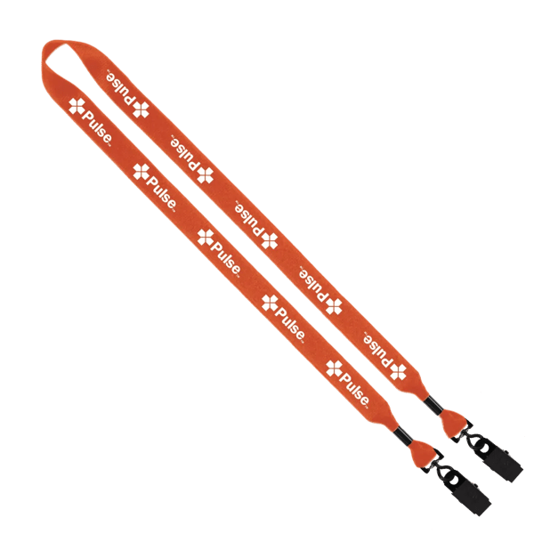 3/4" 2-Ended Polyester Lanyard with Metal Crimp & Metal Bulldog Clip 36
