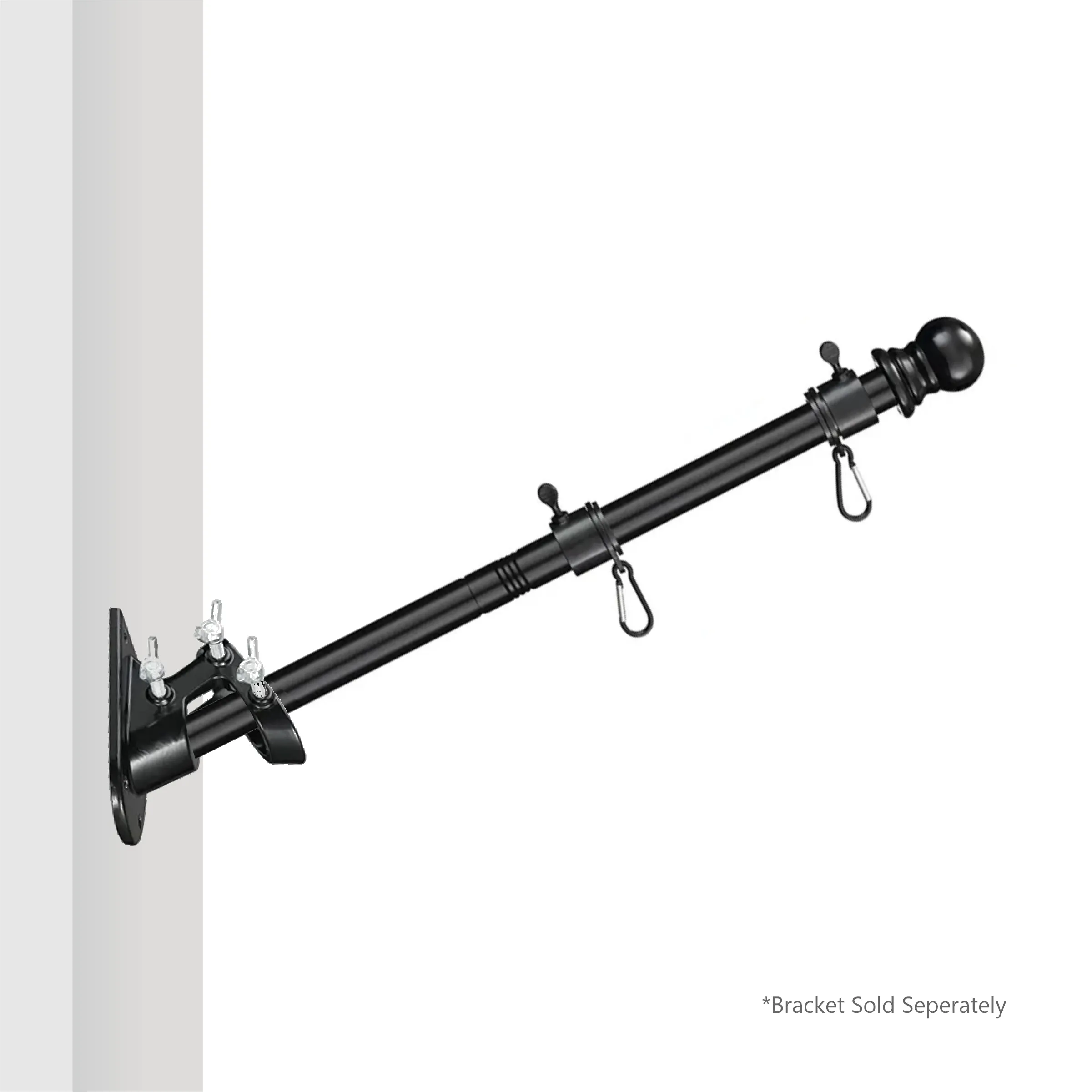 2' - 8' Flagpole with Rotating Clips Kit - Black/White 3